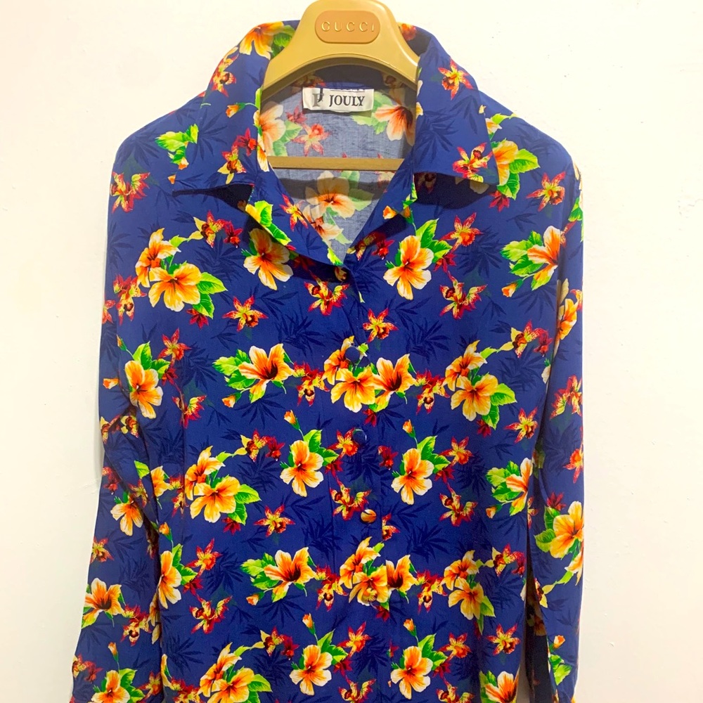 Vintage Women’s Blue Hawaiian Shirt